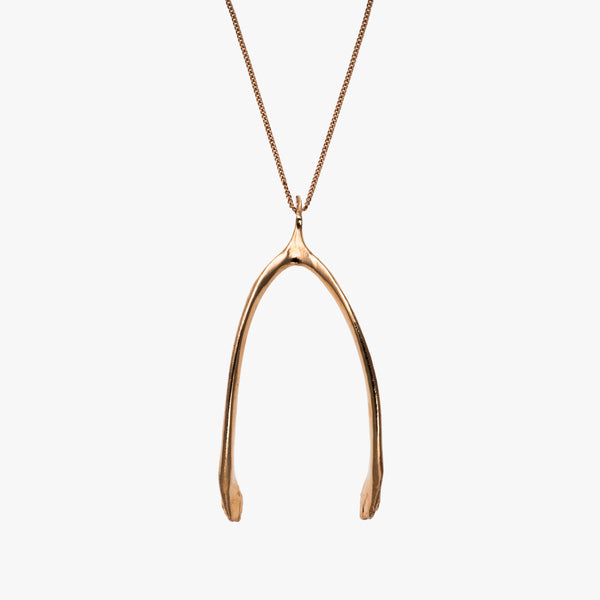 Gold Chicken Wishbone Necklace