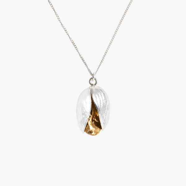 Mixed Metal Pistachio Nut Necklace