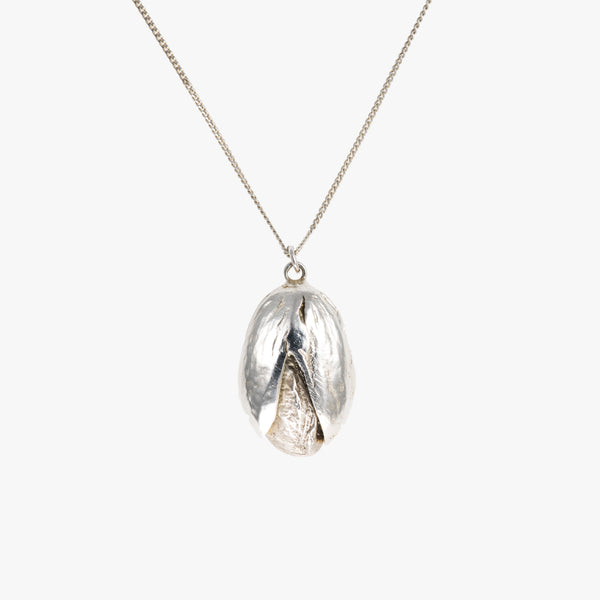 Silver Pistachio Nut Necklace