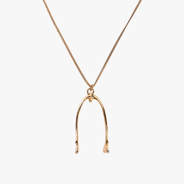 Rose Gold Crow Wishbone Necklace