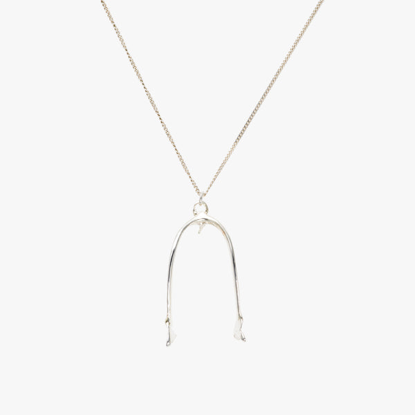 Silver Crow Wishbone Necklace