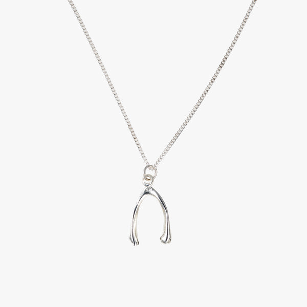 Silver Finch Wishbone Necklace