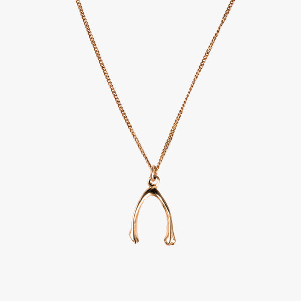 Rose Gold Finch Wishbone Necklace