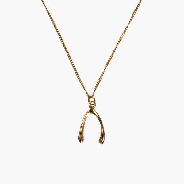 Gold Finch Wishbone Necklace