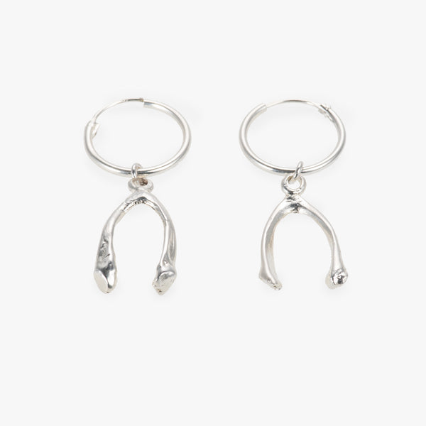 Silver Finch Wishbone Earrings