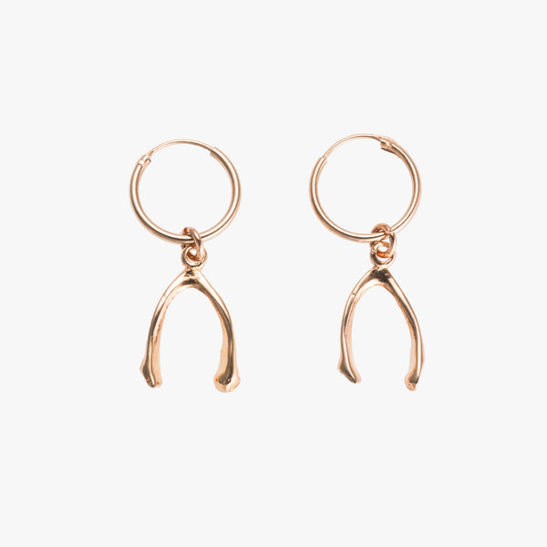 Rose Gold Finch Wishbone Earrings