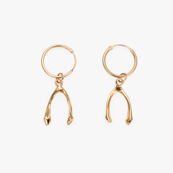 Gold Finch Wishbone Earrings